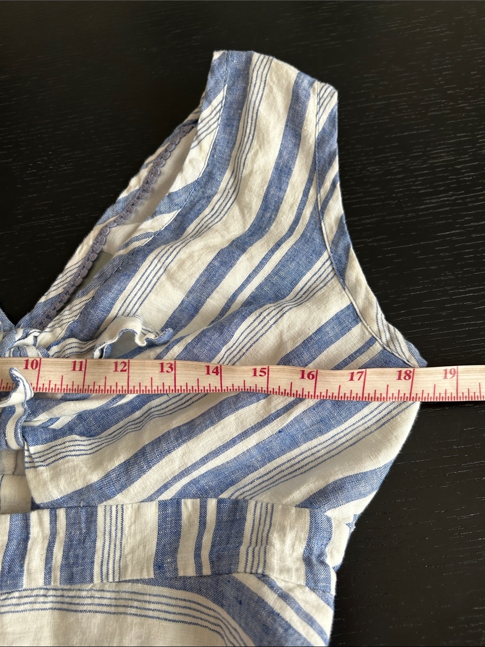 Maeve Blue and Cream Striped Tie-Front Midi Dress - Picture 10 of 16